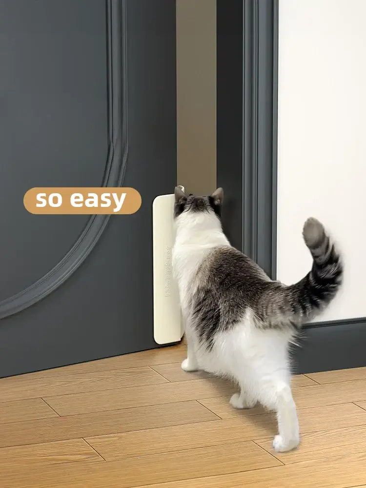 Pet Door – Independent Pet Access For Cats And Dogs In Any Room + Adhesive Mount: cat using adhesive-mounted two-way pet door on interior door