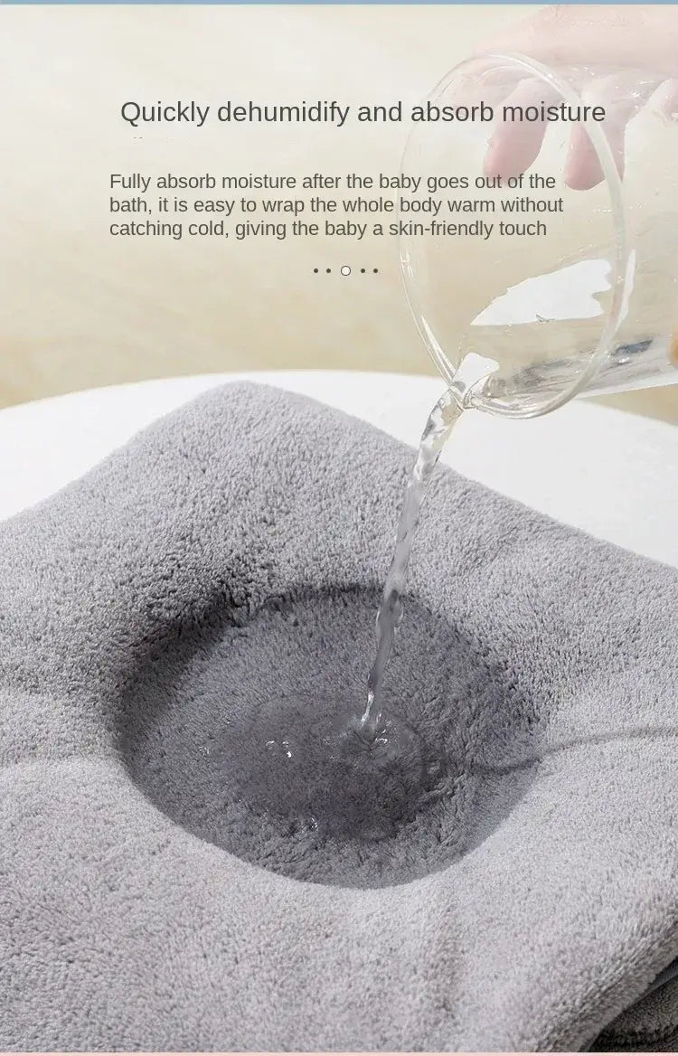 Baby Bath Towel – Luxuriously Ultra-Soft For Delicate Baby Skin + Hooded Design, 80x80 cm — grey plush towel absorbing water quickly