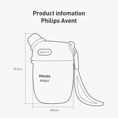 Avent Kids Vacuum Bottle For All-Day Temperature Control dimensions and features illustration.