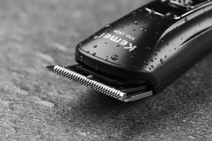 Kemei hair trimmer set with attachments and packaging on a white background