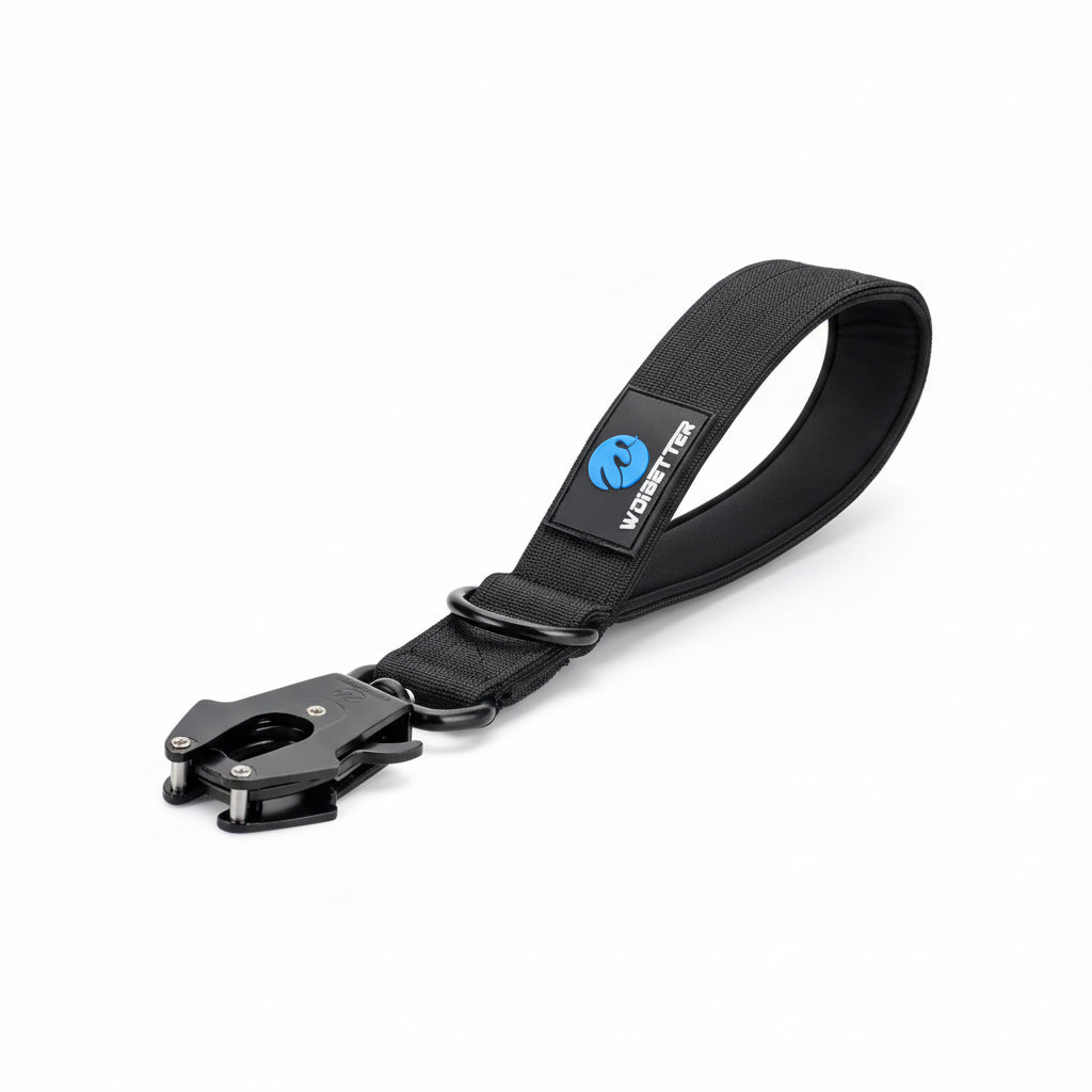 Dog Traffic Lead – Close Control + Padded Neoprene Handle, 30cm short padded nylon lead with quick-release clip