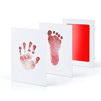 Baby Inkless Handprint Kit for Keepsakes – Mess-Free Prints + No-Touch Inkless Printing showing red baby hand and footprint keepsakes
