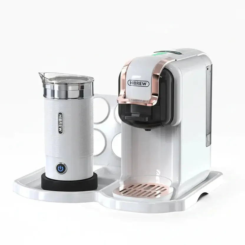 Fresh Coffee in Seconds – Nespresso & Dolce Gusto Compatible HiBREW 5‑in‑1 capsule coffee machine with milk frother