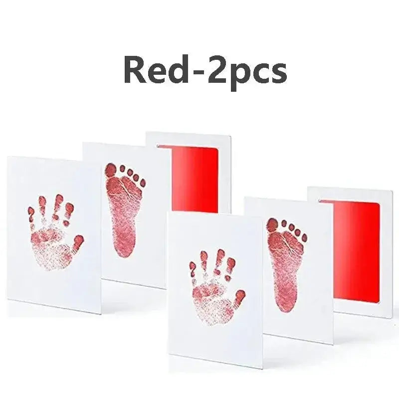 Baby Inkless Handprint Kit for Keepsakes – Mess-Free Prints + No-Touch Inkless Printing red inkless hand and foot keepsake cards (2pcs)