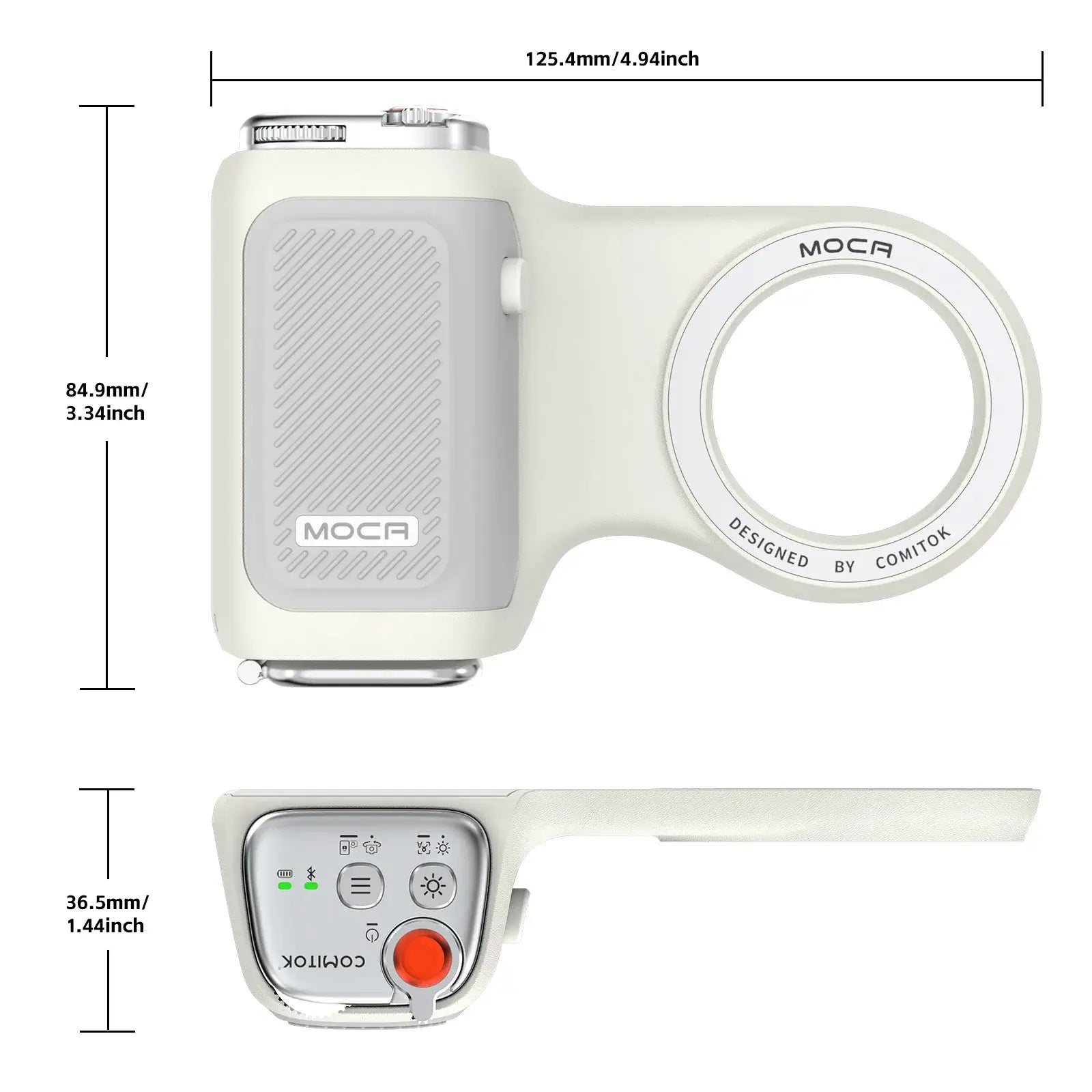 Magnetic Phone Grip With Remote Control and Handle Stabilizer for smartphones, detachable Bluetooth remote and ergonomic stabilizer