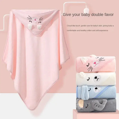 Baby Bath Towel – Luxuriously Ultra-Soft For Delicate Baby Skin + Hooded Design, 80x80 cm — pink hooded baby towel with animal face