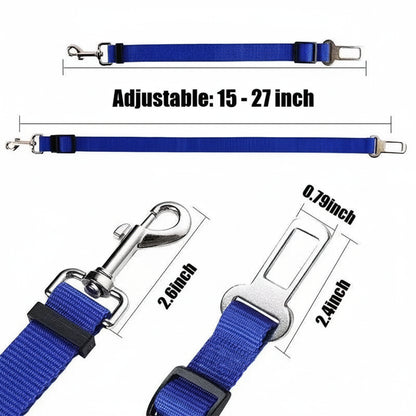 Dog Car Harness – Calm, Secure Rides On Every Trip For Safer, Stress-Free Travel + Quick-Release Clip blue adjustable 15-27in nylon tether with quick-release clip