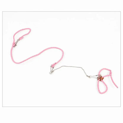 Small Animal Leash – Safe, Secure Walks + Pigskin Strap in pink adjustable soft set with breakaway safety and metal-core high-elastic yarn