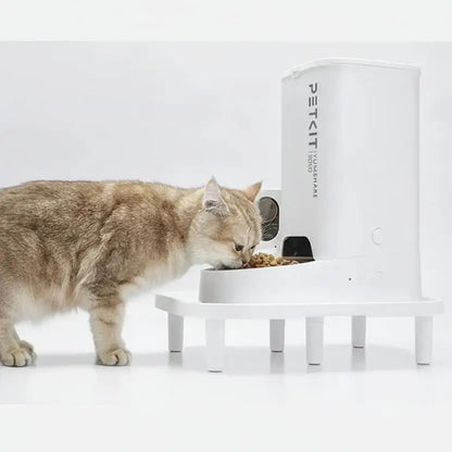 Raised Pet Feeder Stand – Mess-Free Meals + Closed Plastic Housing: white PETKIT elevated feeder with cat eating, dustproof secure fit for Model X426
