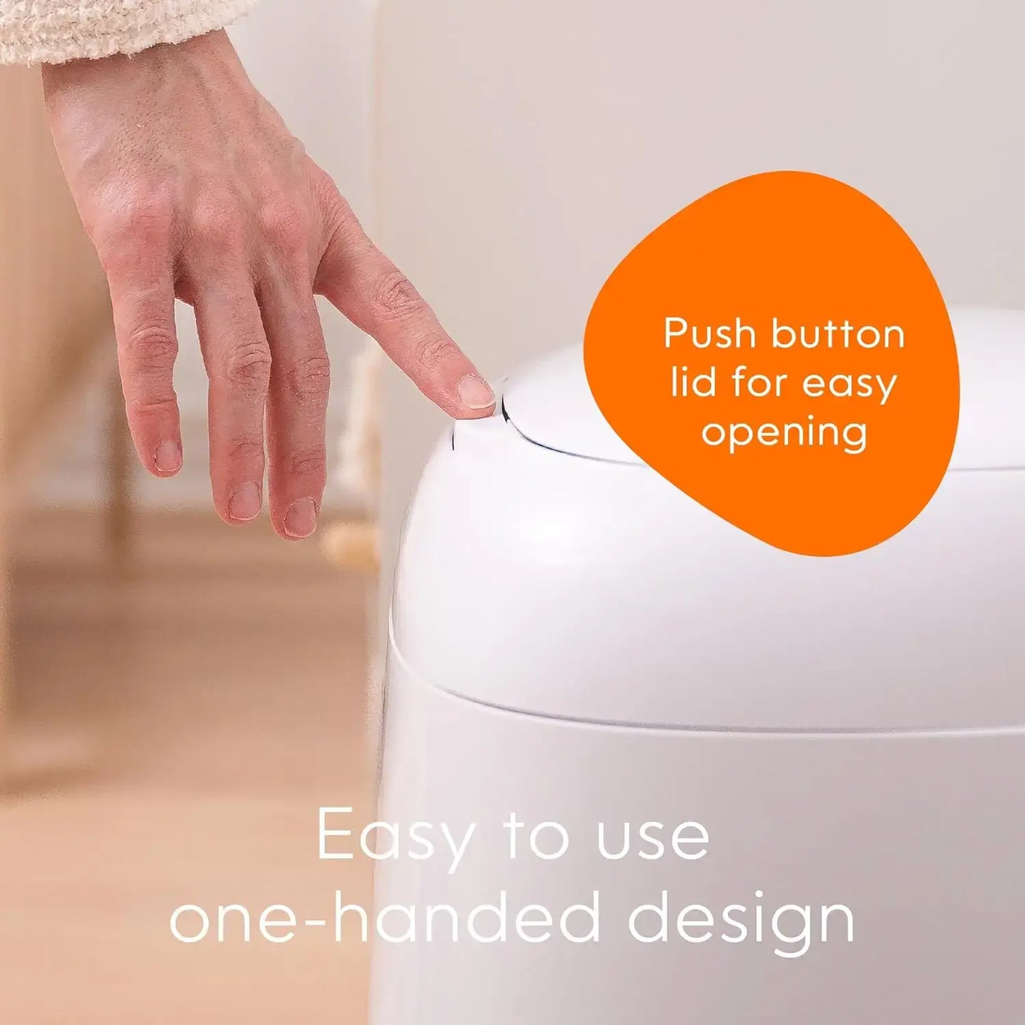 FreshNest Odor Locking Diaper Pail Gift Set With Extra Refills – one-handed push-button lid for easy nursery use, odor-locking design