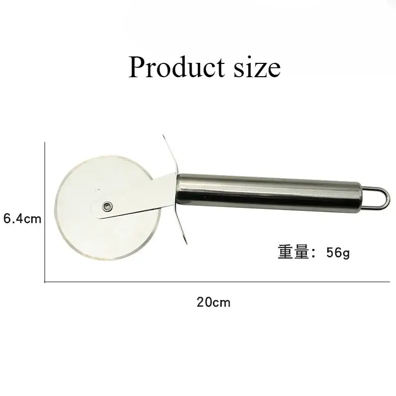 Pizza Cutter Wheel – Mess-Free Slices + Stainless Steel Construction, 20cm length, 6.4cm blade, 56g stainless steel pizza cutter