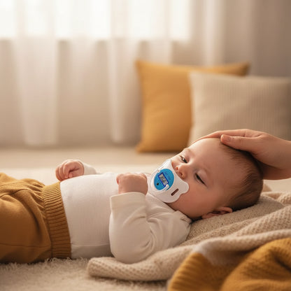 Pacifier Thermometer – Non-Invasive Fever Checks For Infants + BPA-Free Silicone Tip, Quick Readings digital baby pacifier thermometer showing 36.8°C