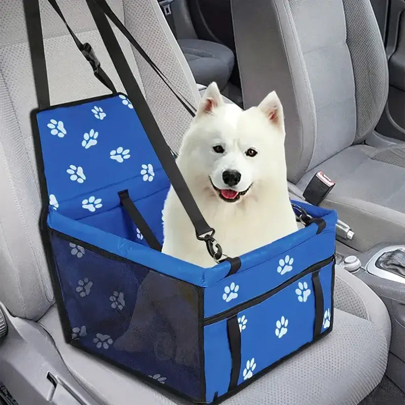Pet Booster Seat – Safer Rides + Adjustable Seat Belt blue dog car booster seat with adjustable safety belt