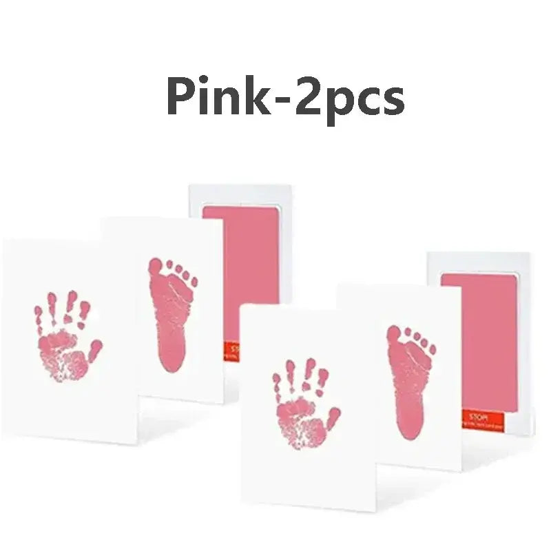 Baby Inkless Handprint Kit for Keepsakes – Mess-Free Prints + No-Touch Inkless Printing pink two-pack showing inkless baby hand and foot keepsake prints