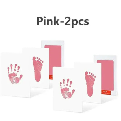 Baby Inkless Handprint Kit for Keepsakes – Mess-Free Prints + No-Touch Inkless Printing pink two-pack showing inkless baby hand and foot keepsake prints
