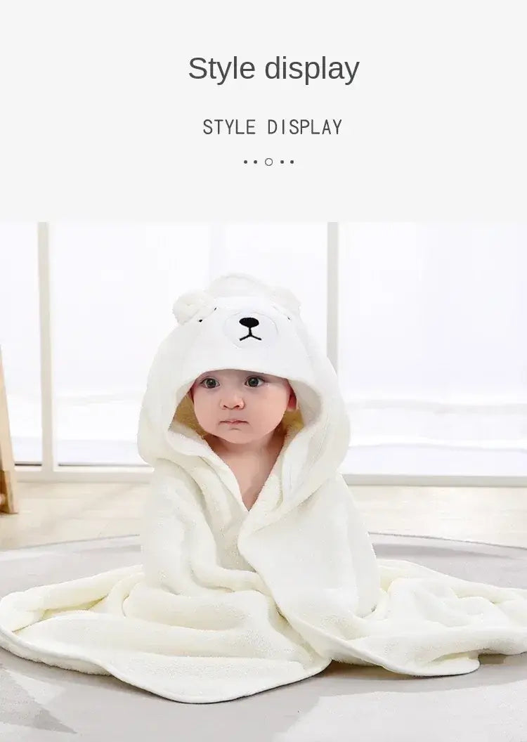 Baby Bath Towel – Luxuriously Ultra-Soft For Delicate Baby Skin + Hooded Design, 80x80 cm — white hooded towel with bear ears on baby