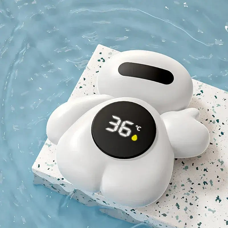 Baby Bath Thermometer - Accurate Readings + LED Display showing 36°C on white duck-shaped digital tub thermometer