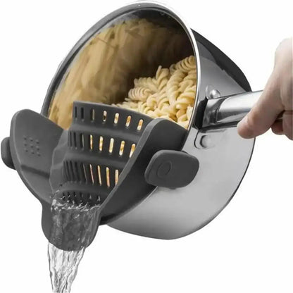 Pot Strainer – Mess-Free Draining + Clip-On Adjustable Stainless Steel clip-on stainless steel pot strainer draining pasta, mess-free