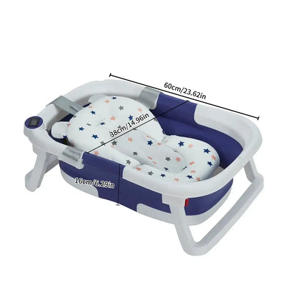 Foldable newborn baby bath tub dimensions and features, designed for comfort and easy storage.