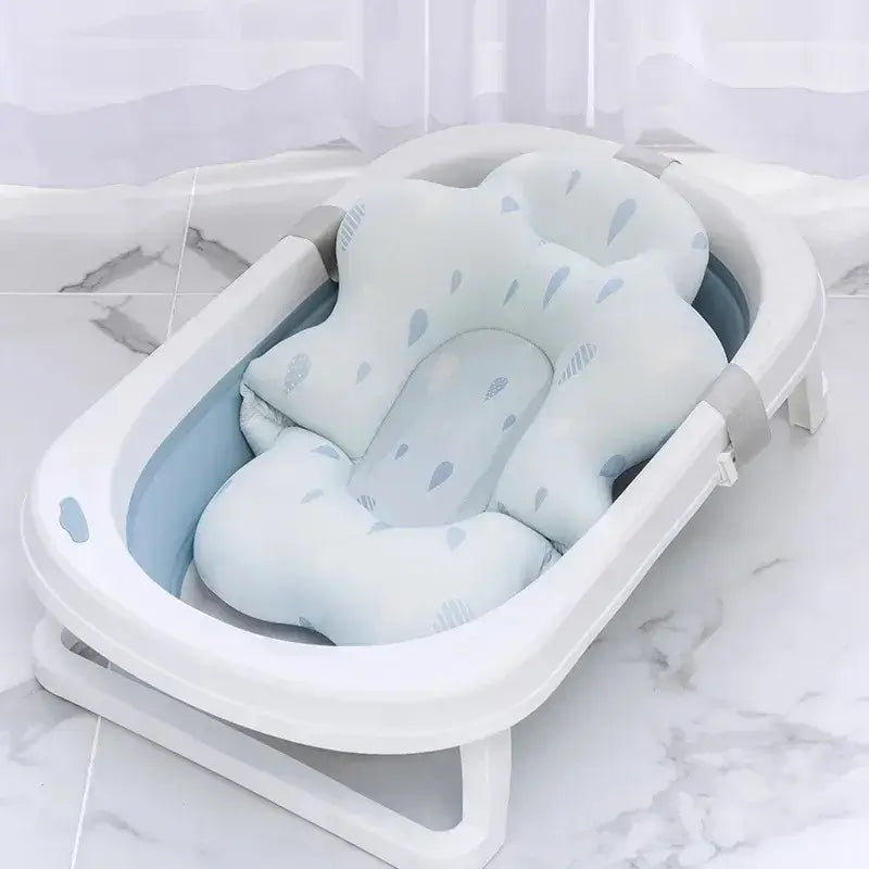 Baby Bath Mat - Secure Bath Time For Newborns + Non-Slip Pad: soft non-slip newborn bath cushion for 0–24 months, supportive tub pad for safe cozy baths