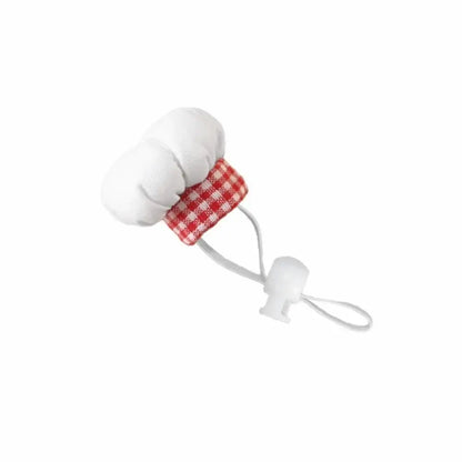 Hamster Chef Hat – Breathable Comfort All Day Wear + Adjustable Fit For Plush Ears tiny red-check chef hat with elastic band