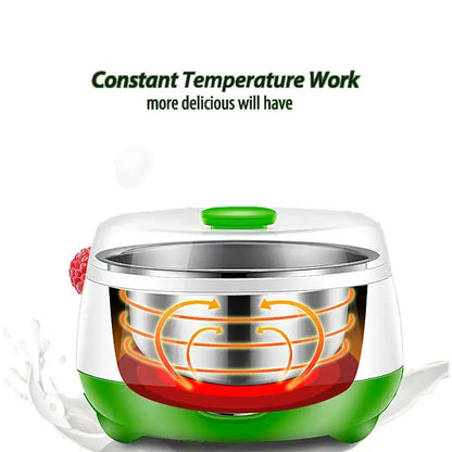 Automatic Yogurt Maker – Creamy, Silky Yogurt Texture + 1L Stainless Steel Liner showing stainless steel liner and constant temperature fermentation