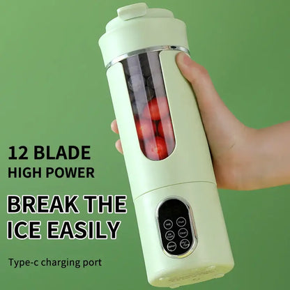 usb rechargeable juicer cup - Effortless Blending Anywhere with 12 blades, high power, and Type-C charging port.