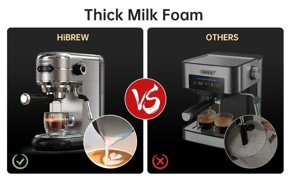 Espresso Machine – Cafe-Quality Espresso With Dense Crema And Rich Body + ESE Pod Compatible HiBREW 20-bar stainless steel espresso machine with thick milk foam