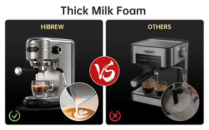 Espresso Machine – Cafe-Quality Espresso With Dense Crema And Rich Body + ESE Pod Compatible HiBREW 20-bar stainless steel espresso machine with thick milk foam