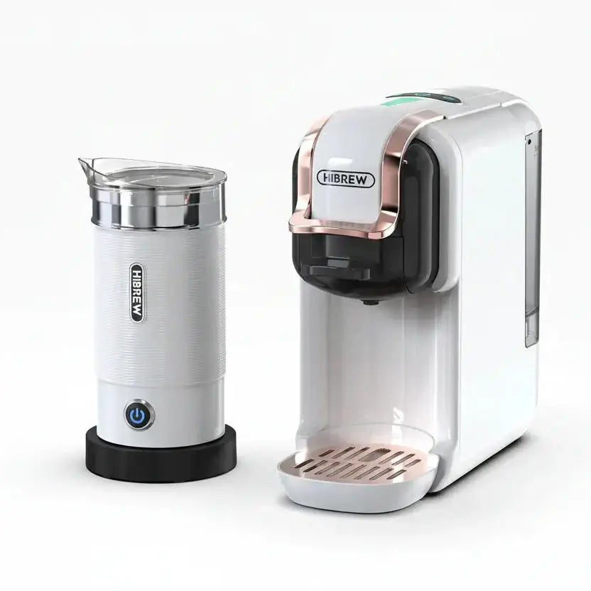 Fresh Coffee in Seconds – Nespresso & Dolce Gusto Compatible HiBREW 5‑in‑1 capsule coffee machine with milk frother
