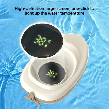 Digital baby bath thermometer displaying temperature in water with a clear screen for quick readings.