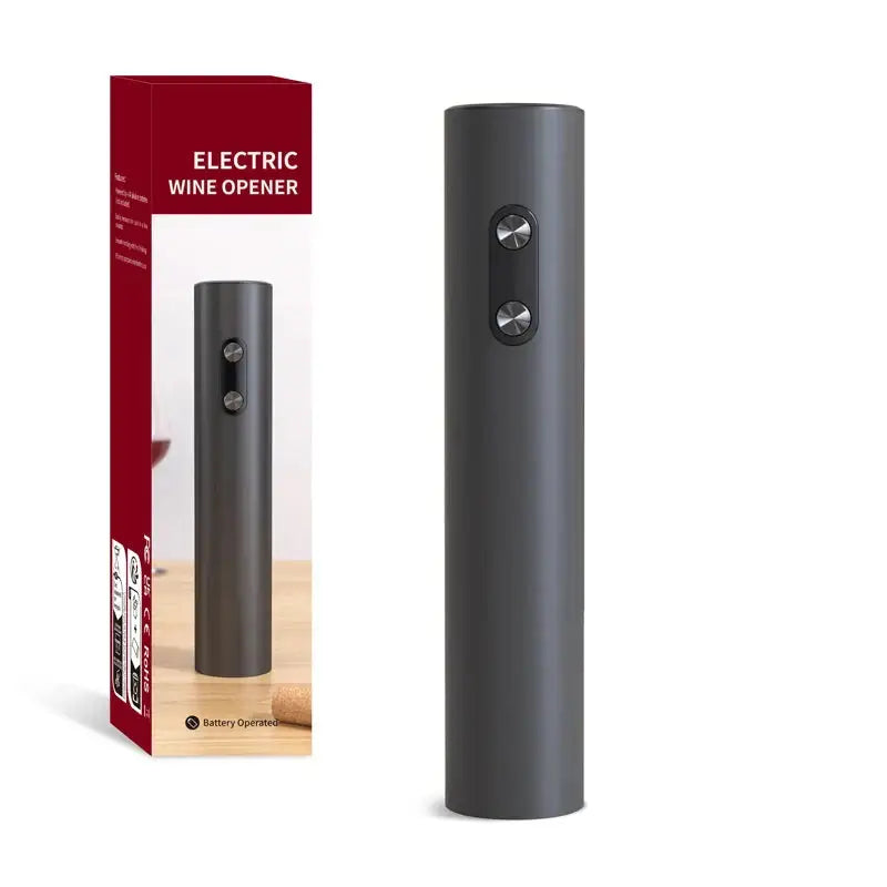Electric wine opener set including one-touch cordless electric wine opener with packaging.