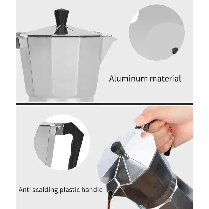 Moka Pot – Café-Quality Espresso At Home, Daily Brew Convenience + 600ml Capacity stainless steel 600ml moka pot with anti-scald handle