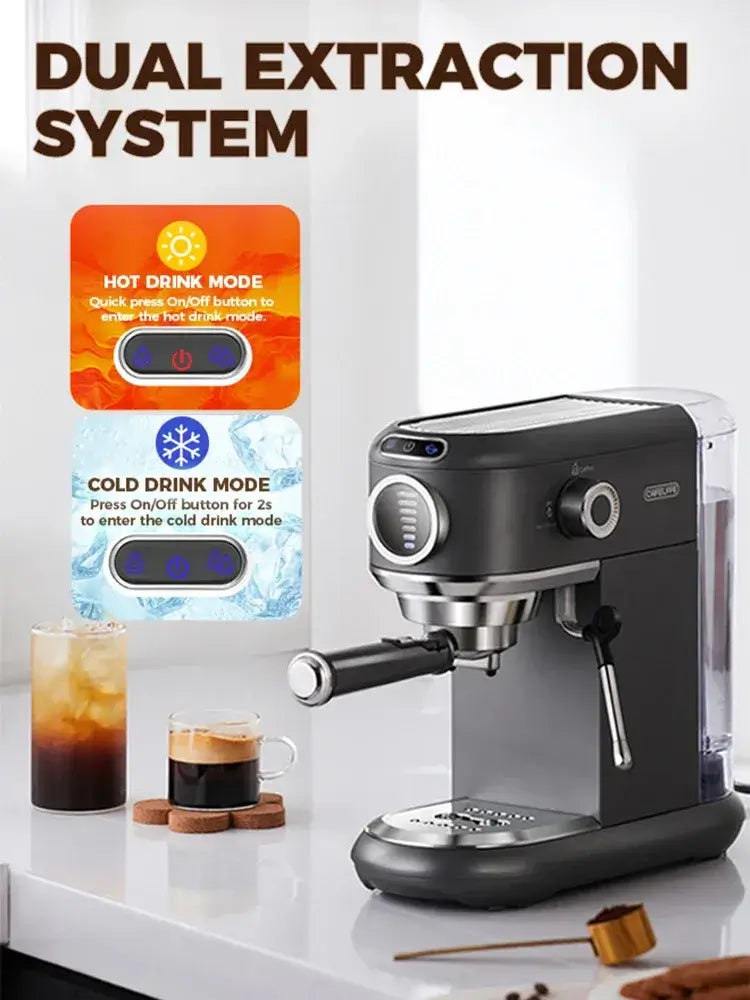 Espresso Machine – Cafe-Quality Drinks + 4-In-1 Capsule Pod NES ESE Ground Coffee black stainless steel 2-cup espresso machine on counter