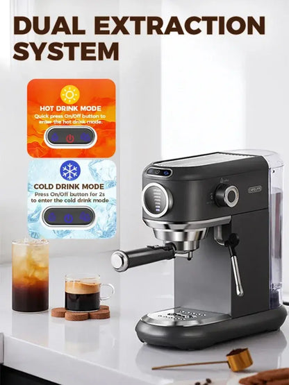 Espresso Machine – Cafe-Quality Drinks + 4-In-1 Capsule Pod NES ESE Ground Coffee black stainless steel 2-cup espresso machine on counter