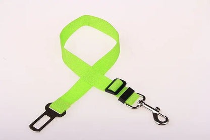 Dog Car Harness – Calm, Secure Rides On Every Trip For Safer, Stress-Free Travel + Quick-Release Clip bright green adjustable quick-release nylon car tether