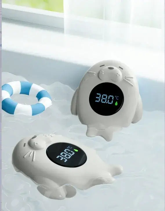 Baby Bath Thermometer - Accurate Readings + LED Display showing 38.0°C in tub water