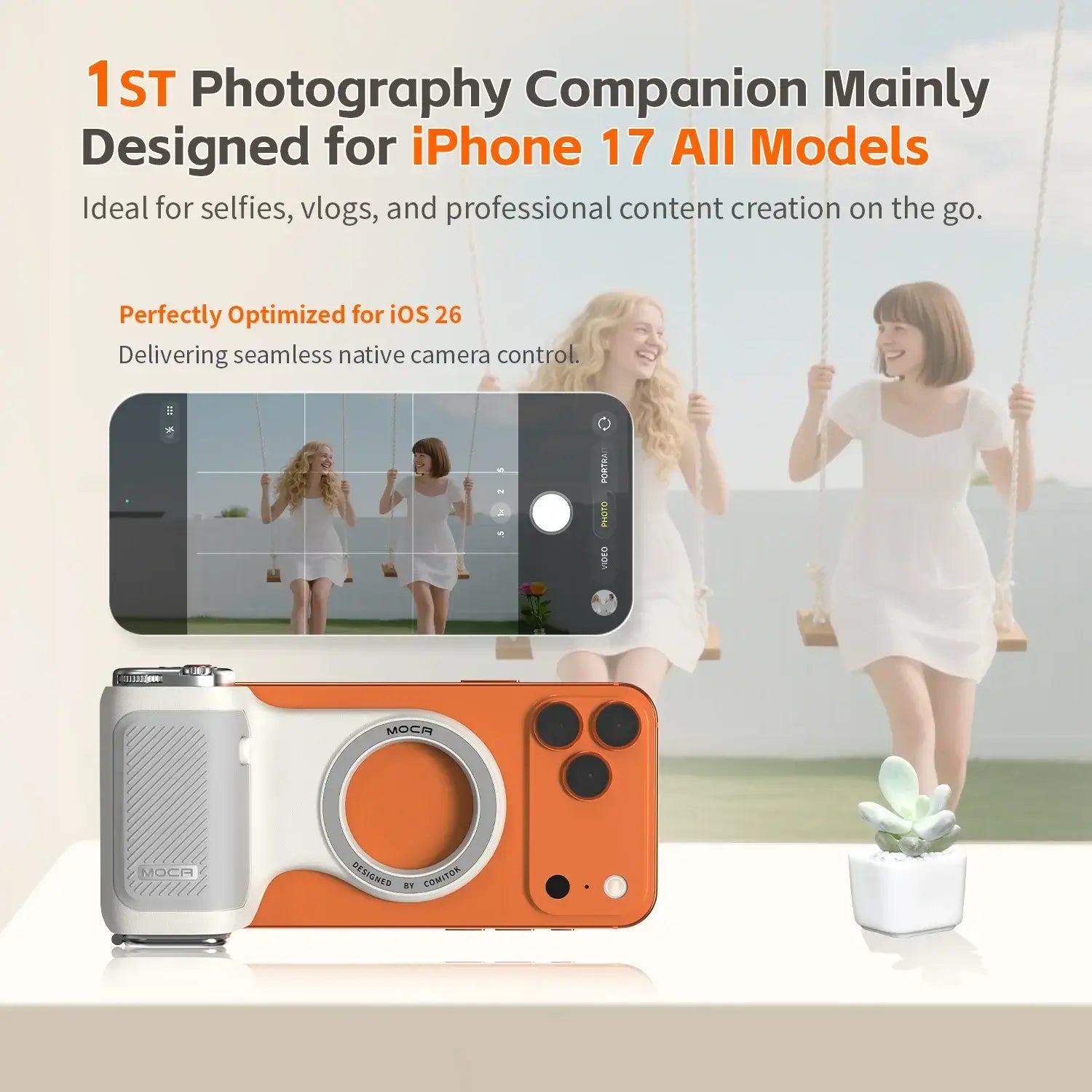 Magnetic Phone Grip With Remote Control and Handle Stabilizer for iPhone 17 and smartphones, Bluetooth camera hand grip with stabilizer