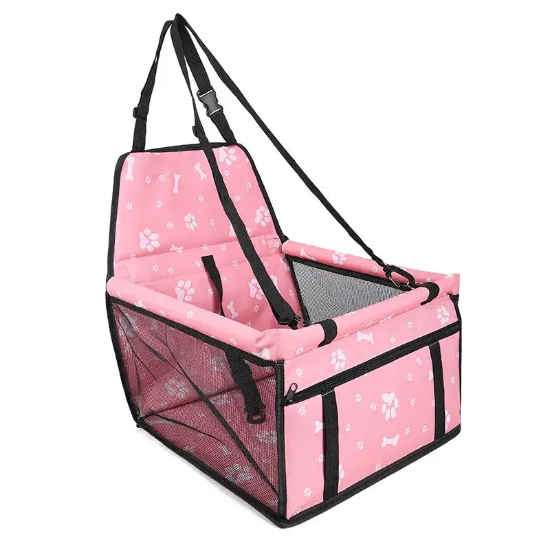 Pet Booster Seat – Safer Rides + Adjustable Seat Belt pink breathable car booster seat for dogs and cats
