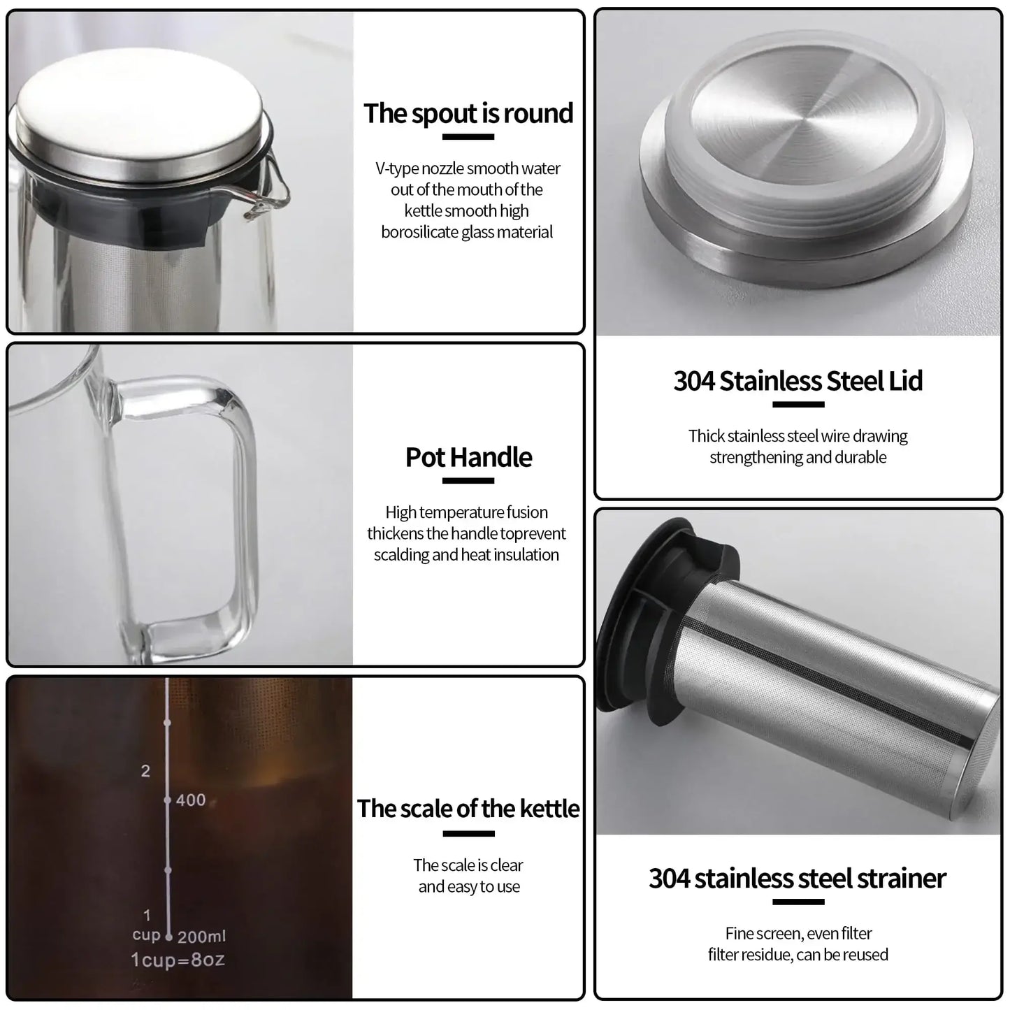 Cold Brew Coffee Maker – Keeps Aroma Fresh + 1.0L Glass Carafe airtight glass pitcher with stainless steel lid and removable filter
