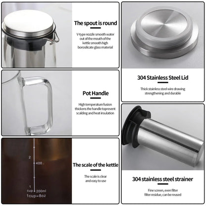 Cold Brew Coffee Maker – Keeps Aroma Fresh + 1.0L Glass Carafe airtight glass pitcher with stainless steel lid and removable filter