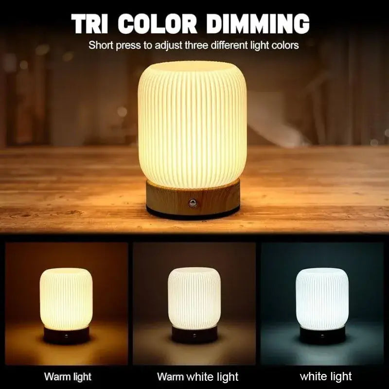 Rechargeable Cordless Mood Lighting For Bedroom And Living Room with tri color dimming feature.