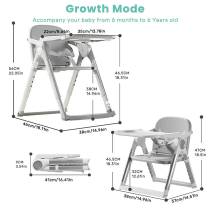 Baby Booster Seat – Mess-Free Dining + Foldable Portable High Chair For 6 Months To 3 Years, foldable adjustable travel high chair compact mess-free