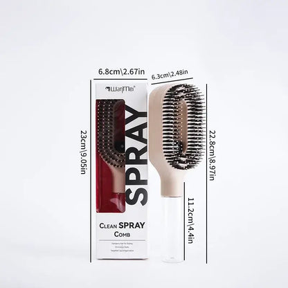 2-in-1 Spray Comb – Pain-Free Detangling for Smooth Hair compact spray bottle comb with detangling bristles and scalp massager