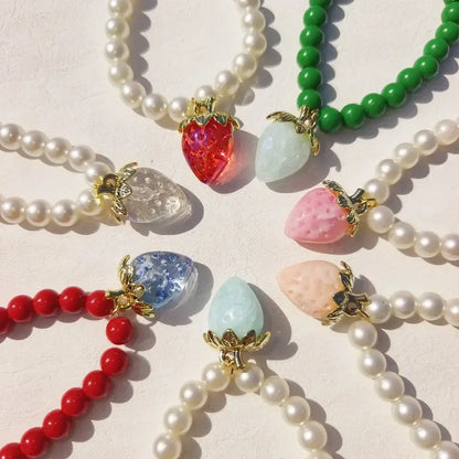 Pet Collar With Pearl Necklace - Pet-Safe Comfort + Lightweight Resin Design For Everyday Wear: strawberry pendant pearl-style pet collar, lightweight resin, XS-XL