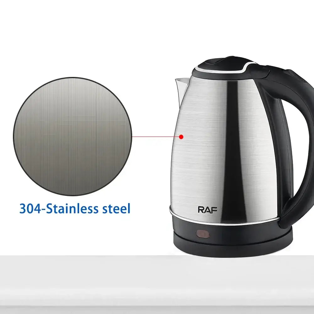 2L Fast Boil Electric Kettle, 1500W, stainless steel with black handle for tea and coffee
