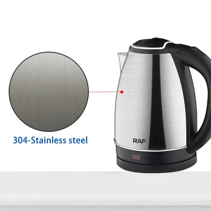 2L Fast Boil Electric Kettle, 1500W, stainless steel with black handle for tea and coffee