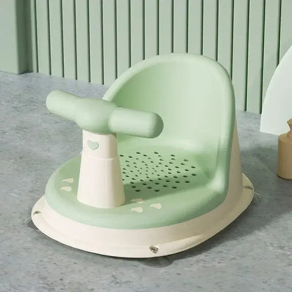 Anti-Slip Baby Bath Seat With Suction Cup Base and Detachable Armrests, green baby bath seat with comfortable backrest.