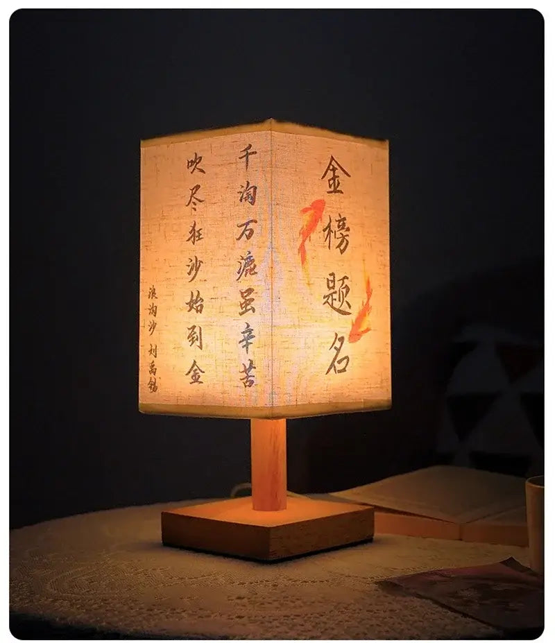 LED table lamp ambient glow with fabric shade, warm light for bedside or desk decor.