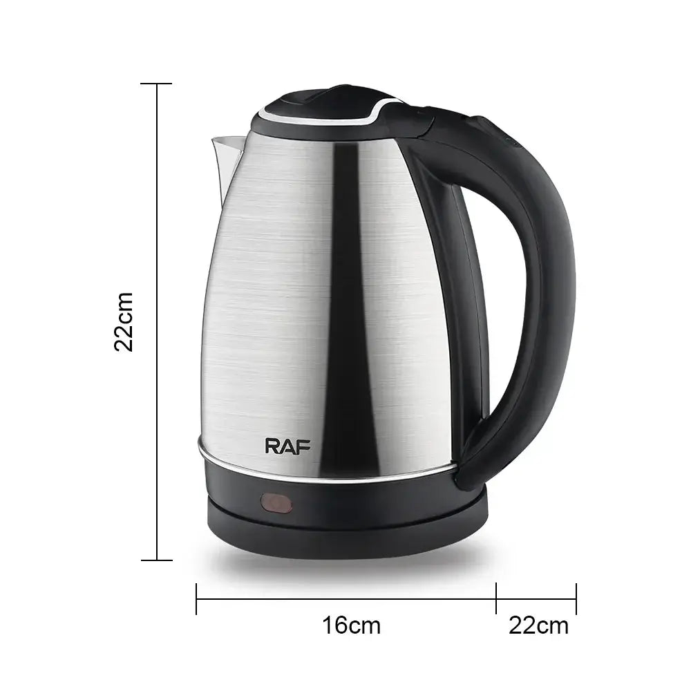 2L stainless steel electric kettle with black handle, 1500W, fast boil for tea and coffee